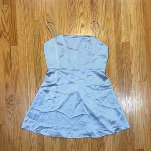 BOOHOO SATIN SILVER SLIP DRESS